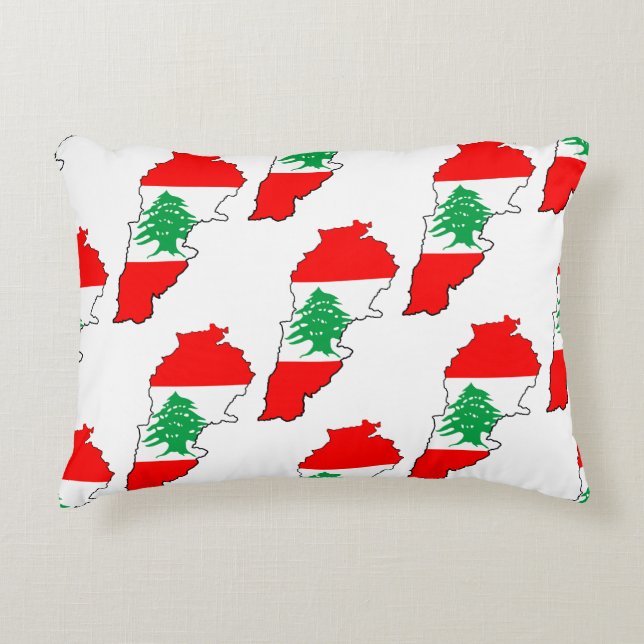 Lebanon Map with Flag Stone Magnet Accent Pillow (Front)