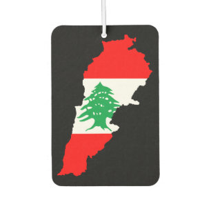 Lebanon Map with Flag Stone Magnet Air Freshener