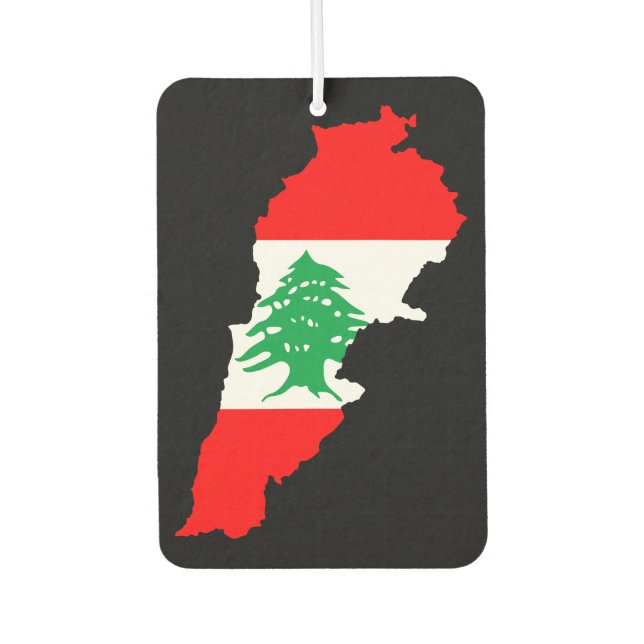 Lebanon Map with Flag Stone Magnet Air Freshener (Front)