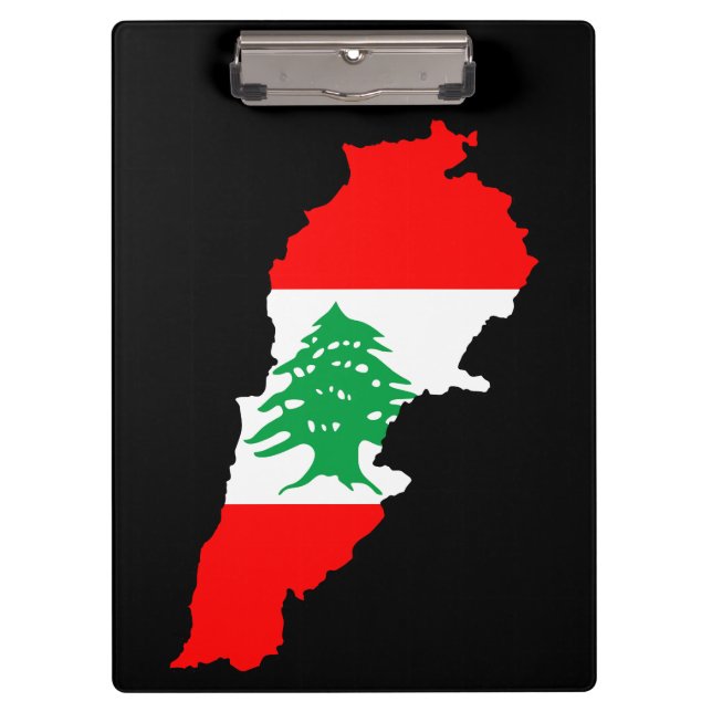 Lebanon Map with Flag Stone Magnet Clipboard (Front)