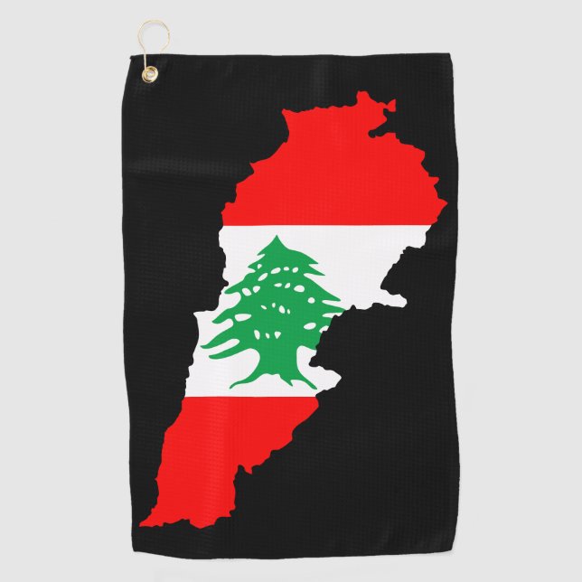 Lebanon Map with Flag Stone Magnet Golf Towel (Front)