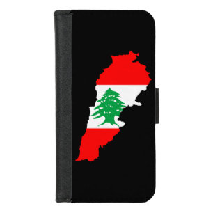 Lebanon Map with Flag Stone Magnet iPhone 8/7 Wallet Case