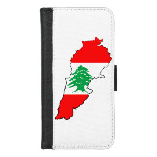 Lebanon Map with Flag Stone Magnet iPhone 8/7 Wallet Case