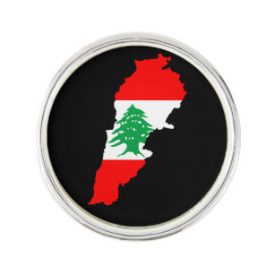 Lebanon Map with Flag Stone Magnet Lapel Pin