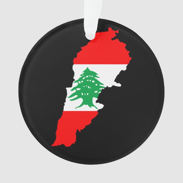 Lebanon Map with Flag Stone Magnet Ornament (Front)