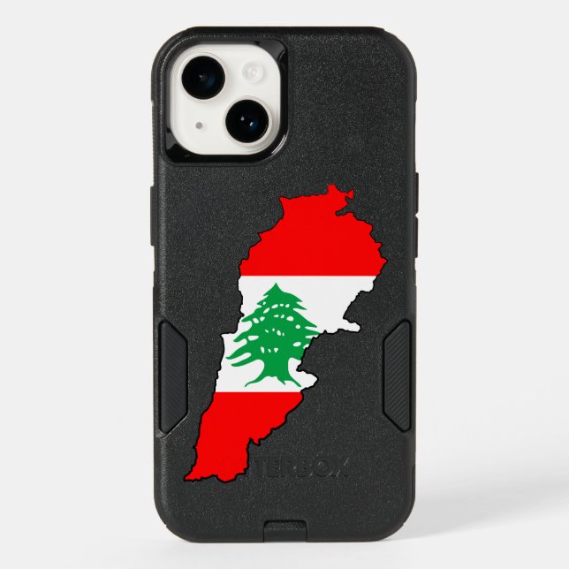 Lebanon Map with Flag Stone Magnet Otterbox iPhone Case (Back)