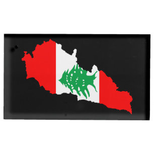 Lebanon Map with Flag Stone Magnet Place Card Holder