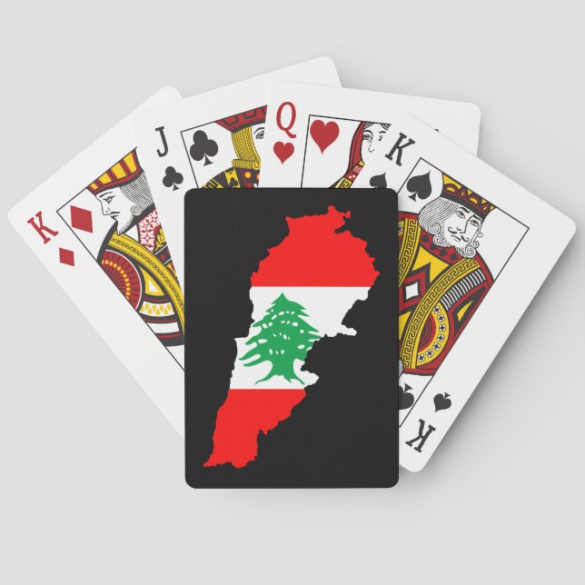 Lebanon Map with Flag Stone Magnet Poker Cards (Back)