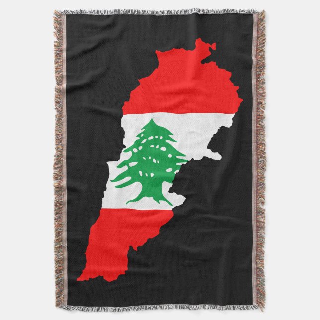 Lebanon Map with Flag Stone Magnet Throw Blanket (Front Vertical)