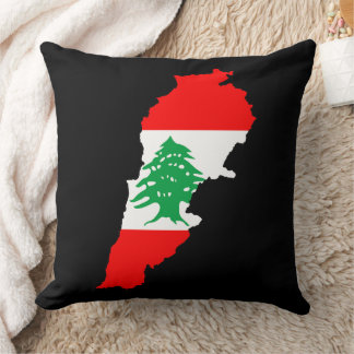 Lebanon Map with Flag Stone Magnet Throw Pillow