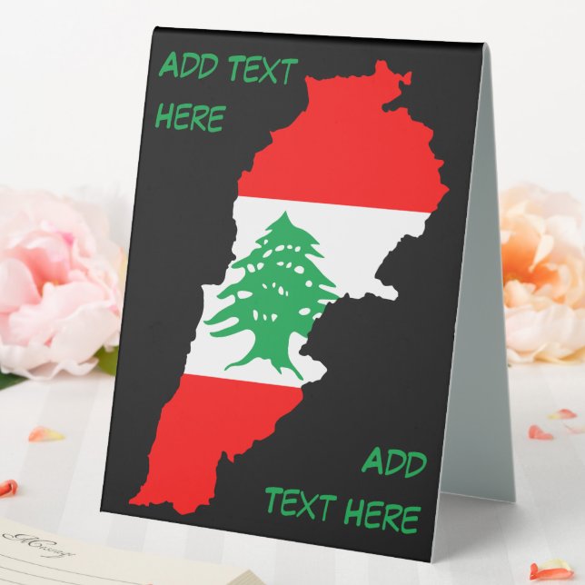 Lebanon Map with Flag Table Tent (In SItu (Wedding))