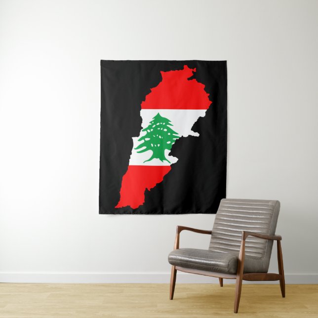Lebanon Map with Flag Tapestry (In Situ)