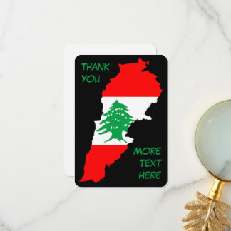 Lebanon Map with Flag Thank You Card