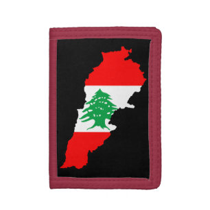 Lebanon Map with Flag Tri-fold Wallet