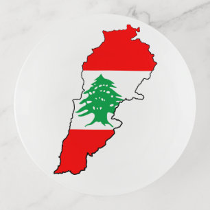 Lebanon Map with Flag Trinket Tray