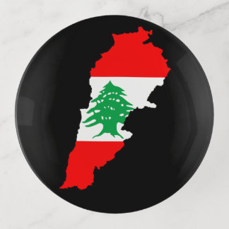 Lebanon Map with Flag Trinket Tray
