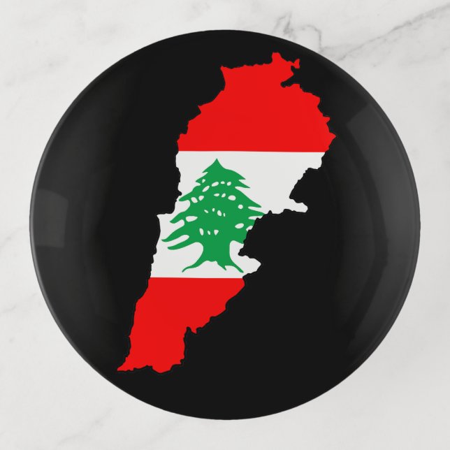 Lebanon Map with Flag Trinket Tray (Front)