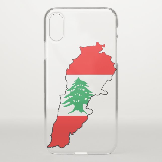 Lebanon Map with Flag Uncommon iPhone Case (Back)