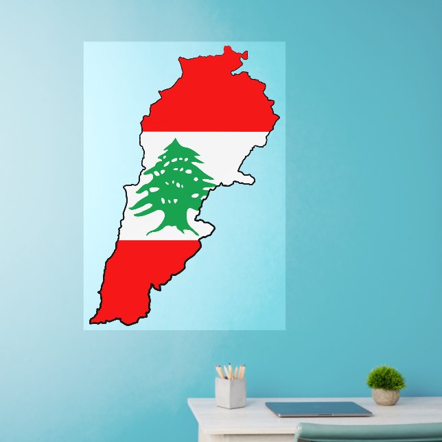 Lebanon Map with Flag Wall Decal (Home Office)