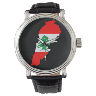 Lebanon Map with Flag Watch