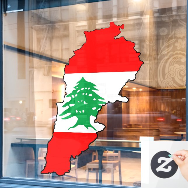 Lebanon Map with Flag Window Cling (Cafe Window)