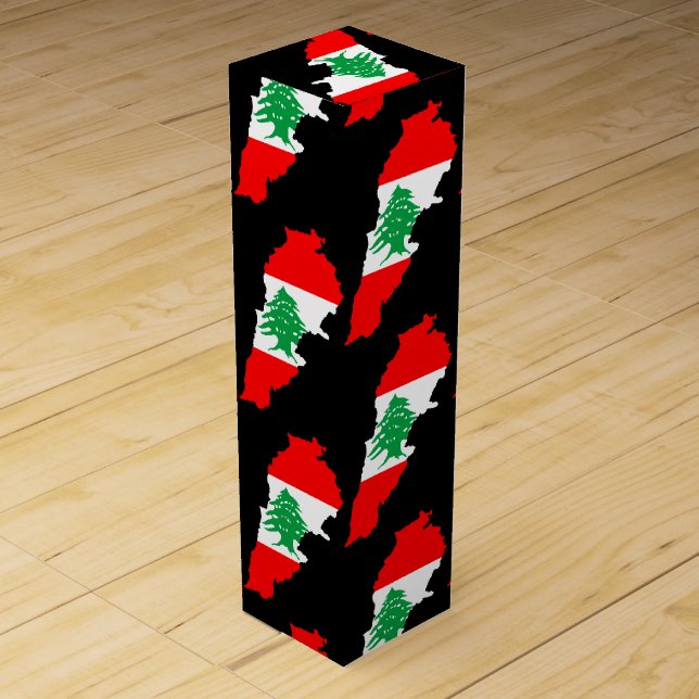 Lebanon Map with Flag Wine Box (Front)