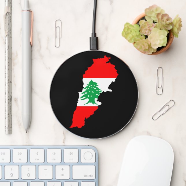 Lebanon Map with Flag Wireless Charger (Desk)
