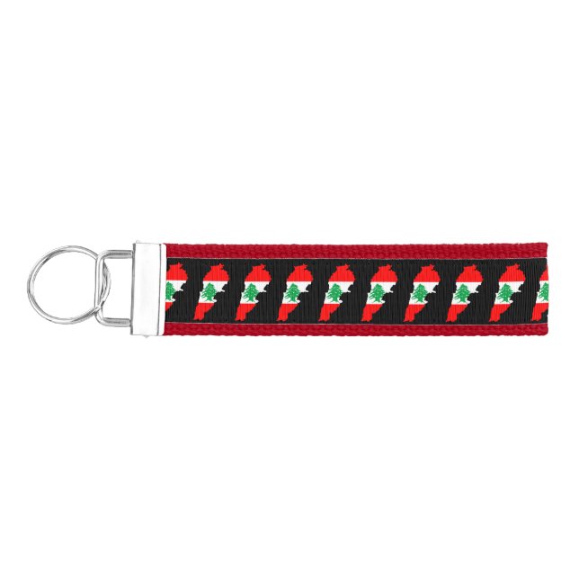 Lebanon Map with Flag Wrist Keychain (Keys on Left)