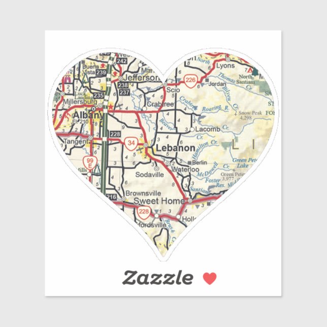 Lebanon OR Map Sticker (Sheet)