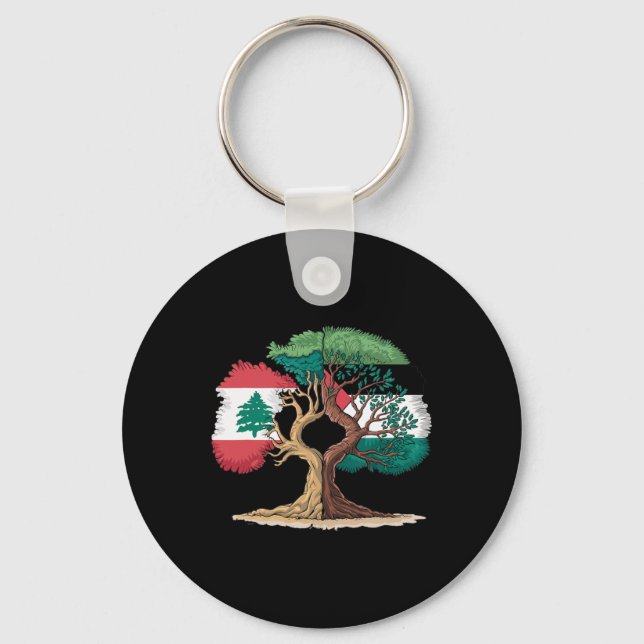 Lebanon Palestine Flag Lebanese Palestinian United Keychain (Front)