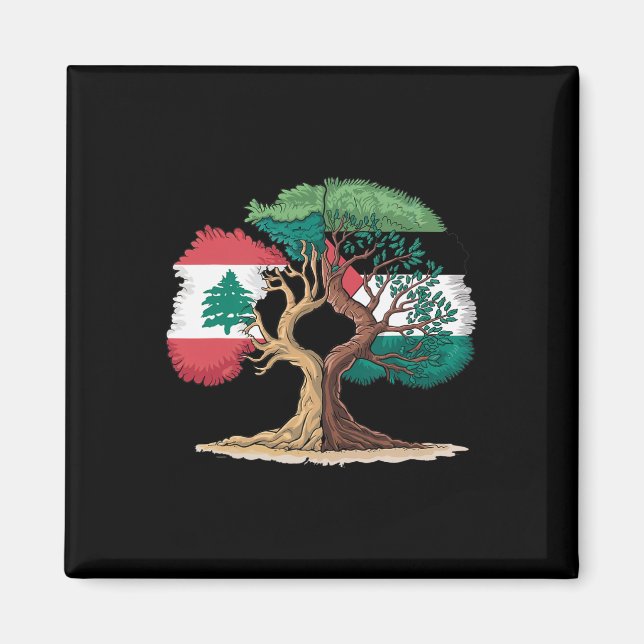 Lebanon Palestine Flag Lebanese Palestinian United Magnet (Front)