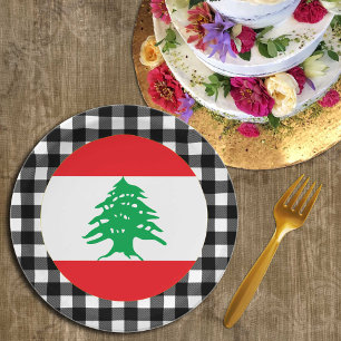 Lebanon Plate, buffalo plaid & Lebanese Flag Paper Plates