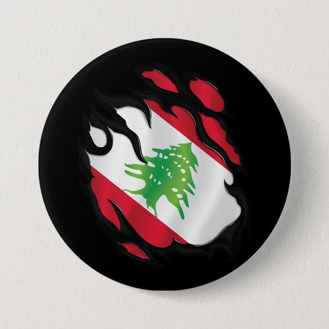 Lebanon Ripped Flag Button (Front)