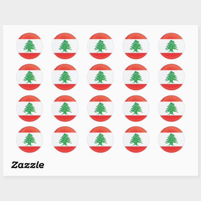 Lebanon  Round Icon Flag Classic Round Sticker (Sheet)