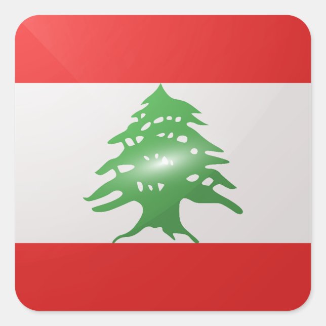 Lebanon square glossy flag sticker (Front)