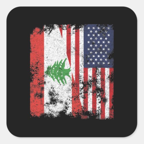 Lebanon USA Flag _ Half American Square Sticker