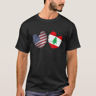 Lebanon USA Heart American Flag Lebanese Flag Love T-Shirt