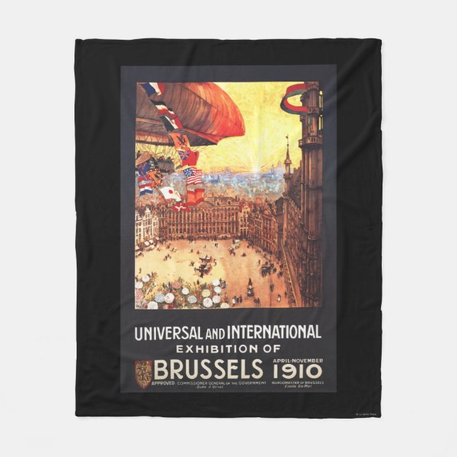 Lebaudy Airship with World Flags at Expo Fleece Blanket (Front)