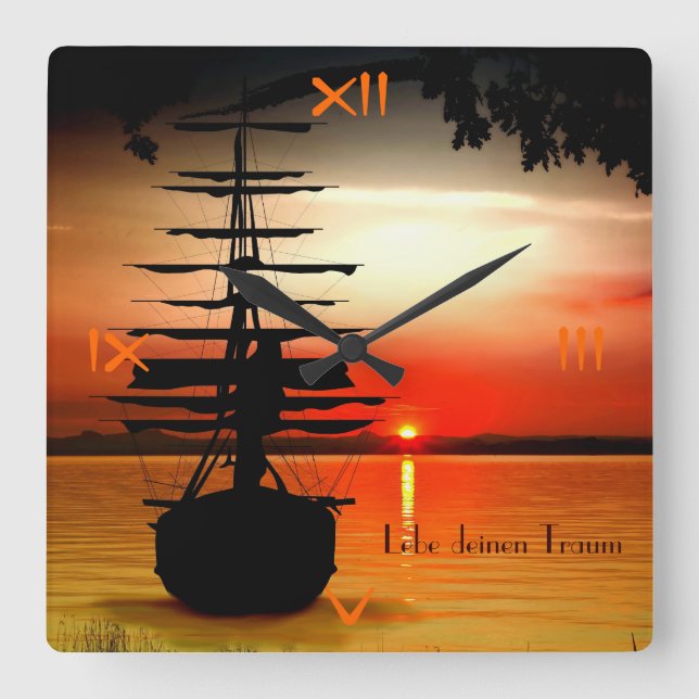 Lebe deinen Traum Uhr Square Wall Clock (Front)