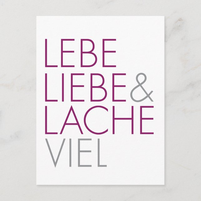 Lebe Liebe & Lache viel Postcard (Front)