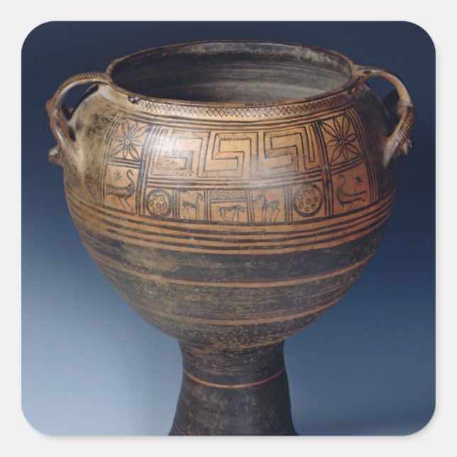 Lebes decorated with a geometric pattern square sticker (Front)