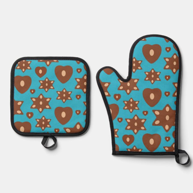 Lebkuchen mit Mandeln Oven Mitt & Pot Holder Set (Front)