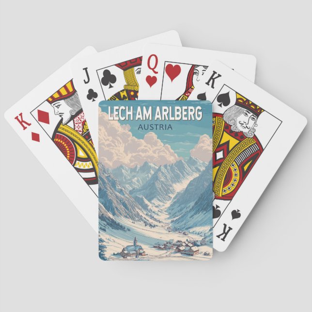 Lech am Arlberg Austria Illustration Travel Art Poker Cards (Back)