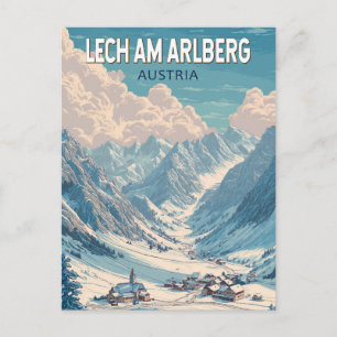Lech am Arlberg Austria Illustration Travel Art Postcard