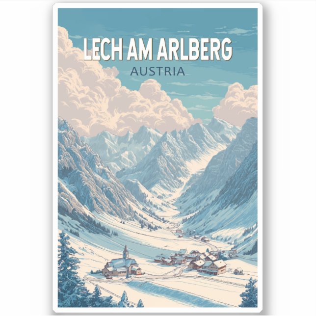 Lech am Arlberg Austria Illustration Travel Art Sticker (Front)