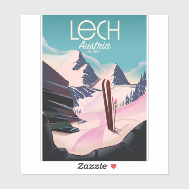 Lech Austria Ski poster. Sticker (Sheet)
