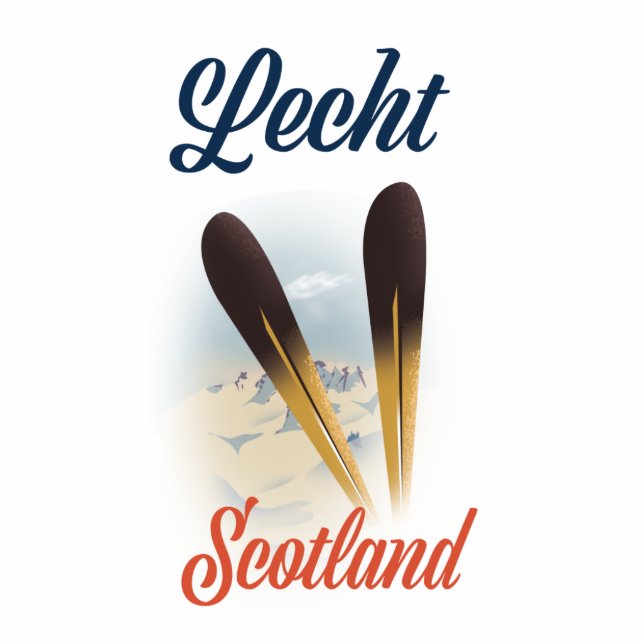 Lecht Scotland Ski poster travel art Cutout (Front)