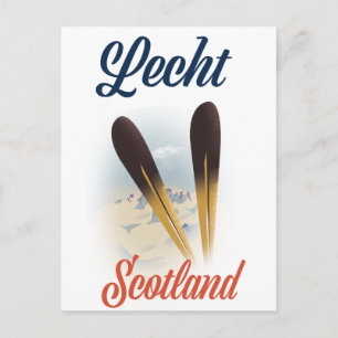 Lecht Scotland Ski poster travel art Postcard