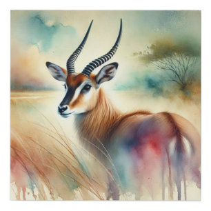 Lechwe Antelope 280824AREF117 - Watercolor Faux Canvas Print