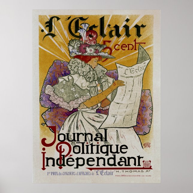 L'Eclair ~ Independent Political Newspaper Poster (Front)